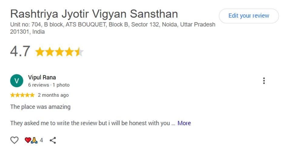 RJVS Google Review
